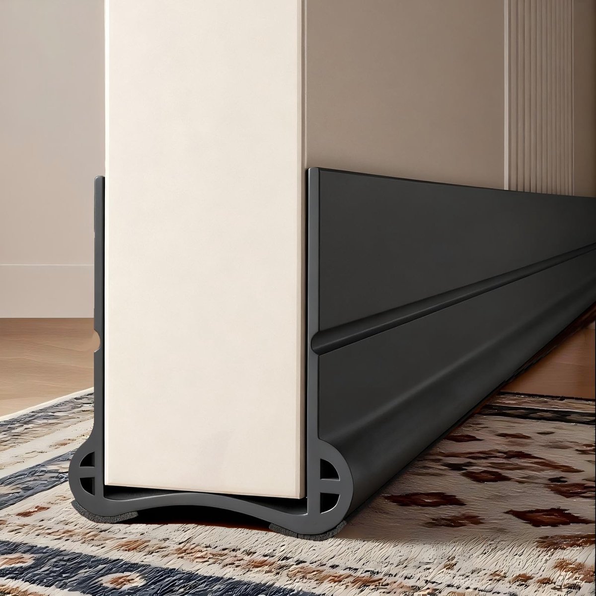 Famanu – Tochtstopper, 93 cm, zwart, voor onder de deur, siliconen deurafdichting, zelfklevend, voor deurafdichting, verstelbare afdichtingsstrip voor stof, geluidsisolatie, wind, water en insecten