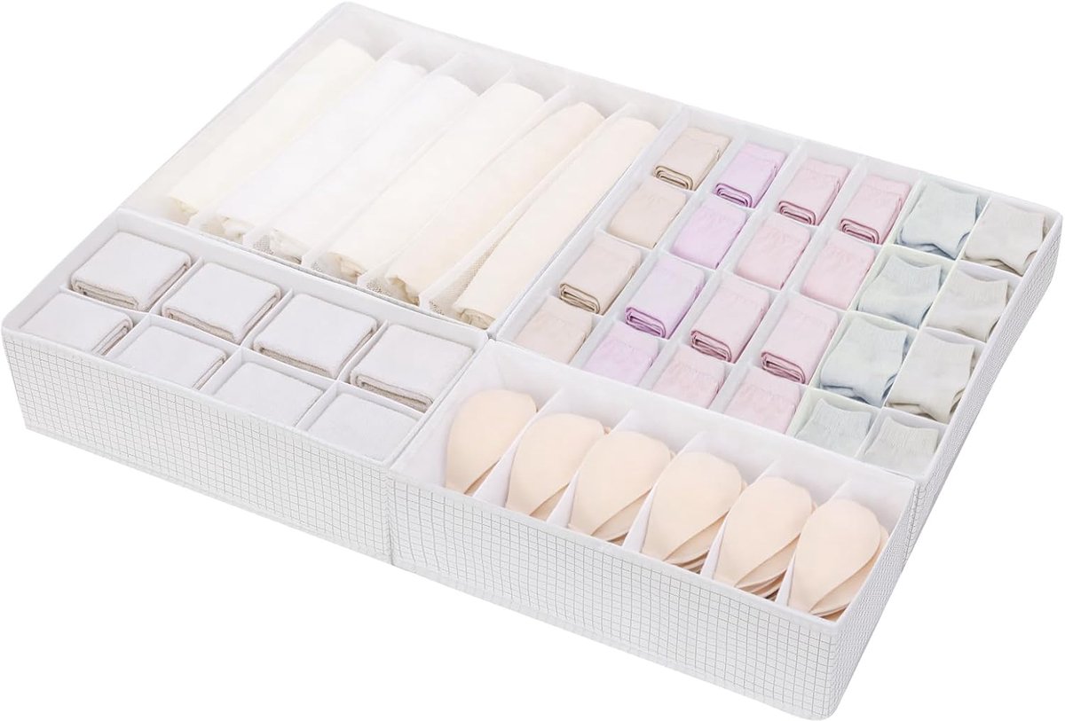 Lade-organizer, kleding voor 4 stuks, dresser-organizer voor babyklassers, ondergoed, sokken, inklapbare kastorganisatie en opbergverdeler, houder voor kinderkamer (wit-4pcs)