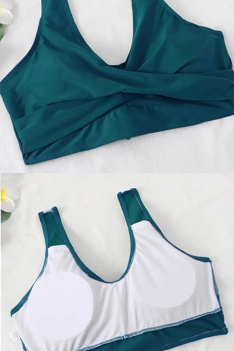 Bikiniset voor dames, hoge taille, ruches, tweedelig, twisted badpak, bikini, broekje, buikcontrole, strandkleding, bikinisets
