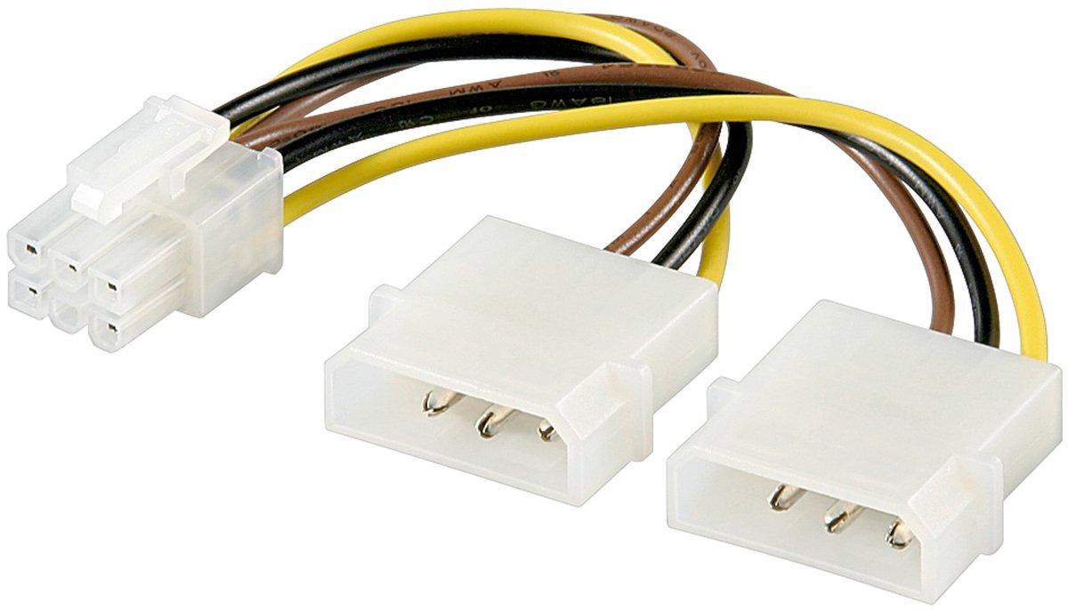 Goobay grafische pc-kaarten stroomkabel/stroomadapter, PCI-E/PCI Express 6-pins, 2 x HDD/5