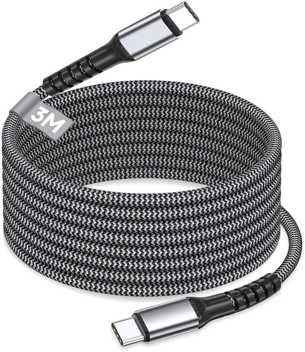 Image of 100 W USB C oplaadkabel 3 m, PD3.0 snellaadkabel, nylon USB C naar USB C-kabel met Smart Chip type C kabel oplaadkabel voor iPhone 17 16 15 Pro, iPad Pro, Macbook, Samsung Galaxy S25 24 S23 S22, Pixel