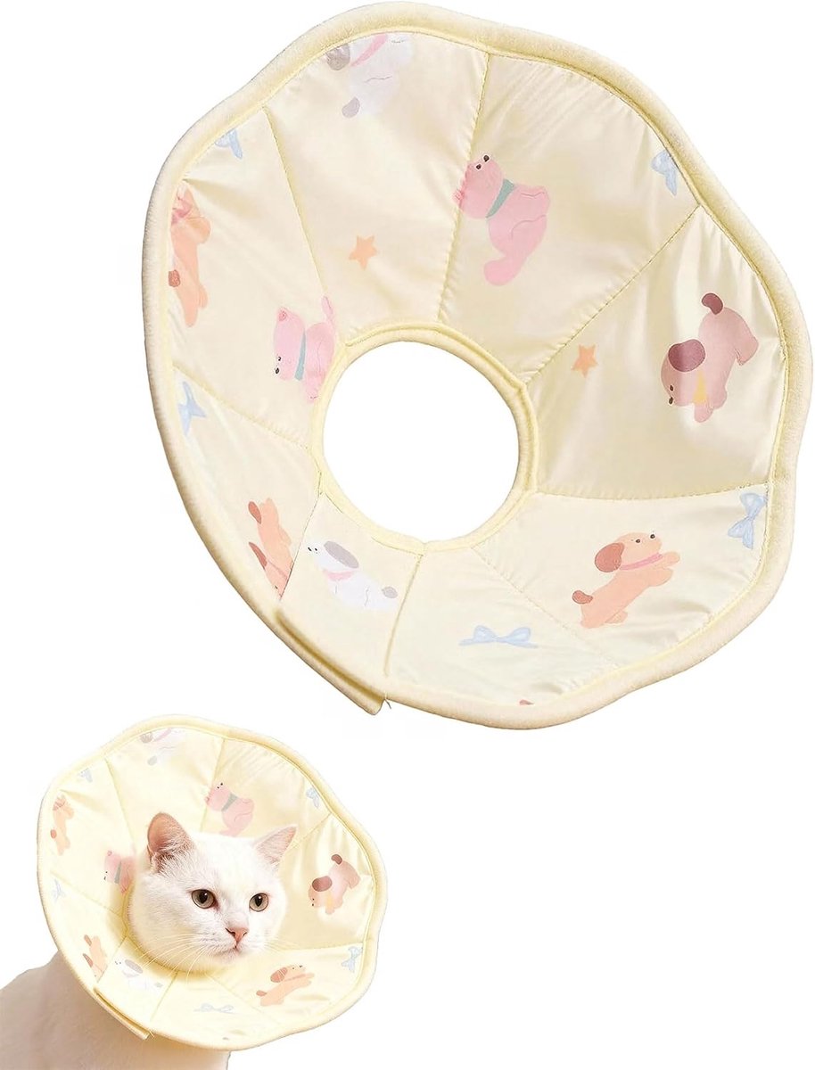 Halskruis voor Katze XS, Lekbescherming Katzenkragen van stof, verstelbare beschermende kraag naar OP, Anti-Biss kraag voor kleine honden & katten, zoet Bear Design, zacht wasbaar