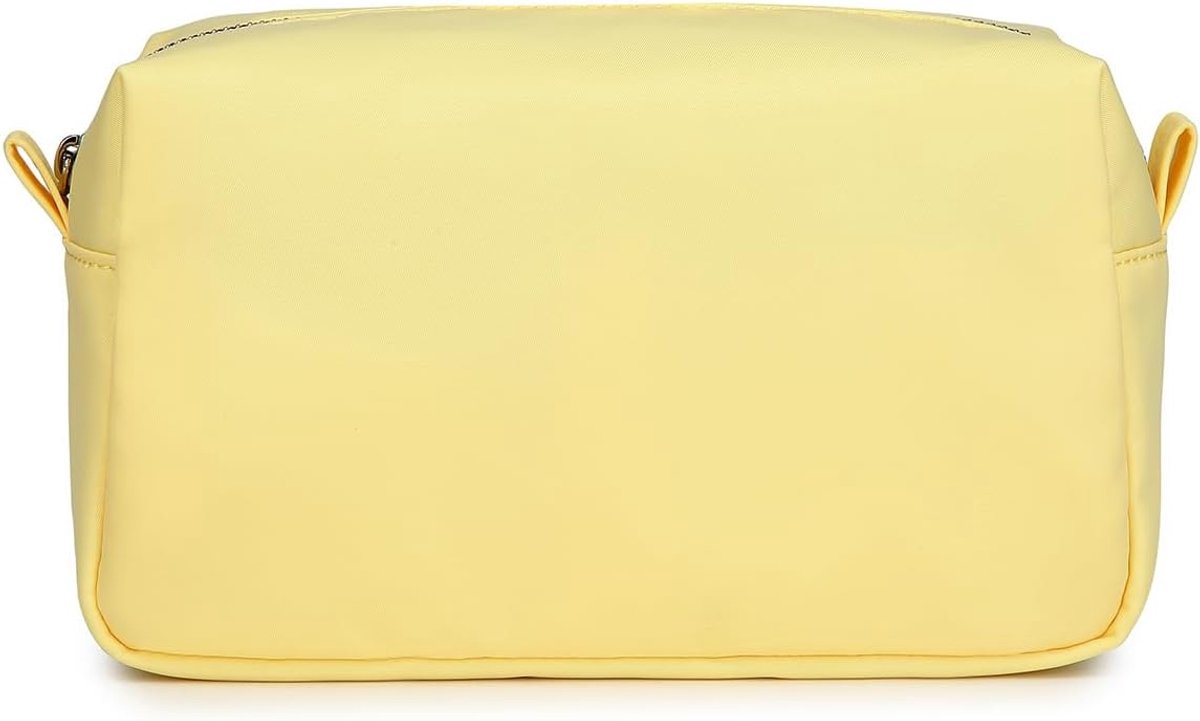 Bag Lichtgewicht Cosmetische Tas met Ring Sluiting Perfecte Reizen Make-up Tas voor Vrouwen Nylon Stand Up Ontwerp, Geel/Nylon, Eenvoudig