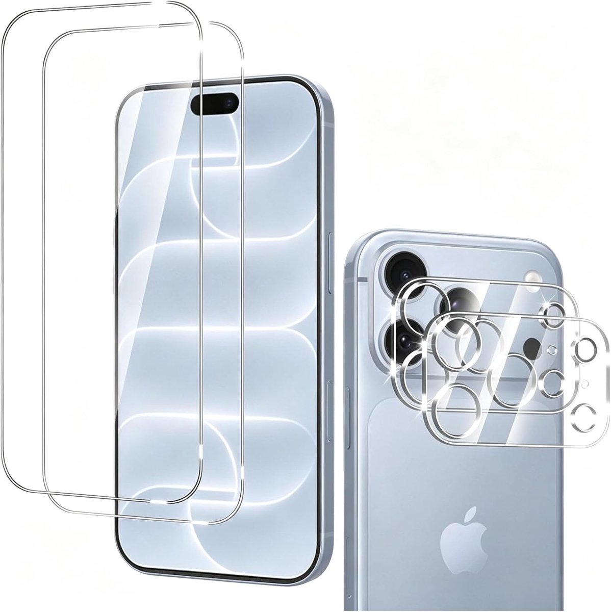 Screen Protector voor iPhone 18 Pro, 2 Stuks Pantserbescherming glasfolie met 2 Stuks Camerabescherming, Beschermglas Antikras, Gehard Glas 9H