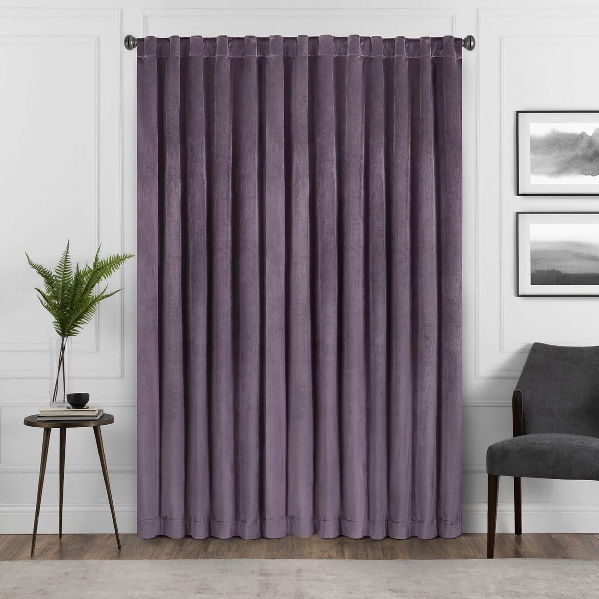 Harper fluwelen roede zakgordijnen voor slaapkamer, enkel paneel, 127 cm x 241,3 cm, pruim