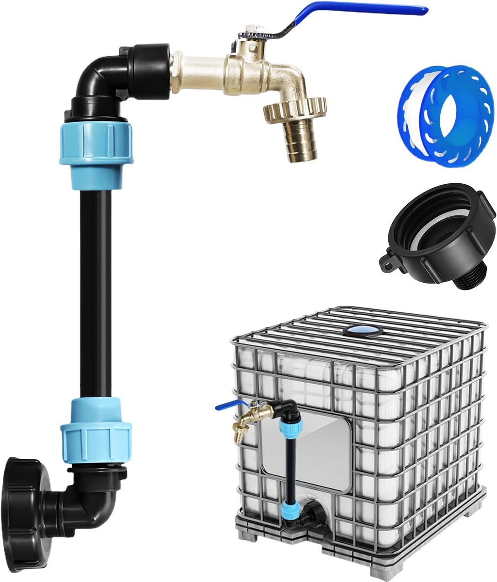 Dailygoods - Duurzame Waterafvoer - IBC Gooseneck Tap - Efficiënte Regenwaterafvoer - 3/4 Inch - Geschikt voor Regenwatertanks - Betrouwbaar en Robuus