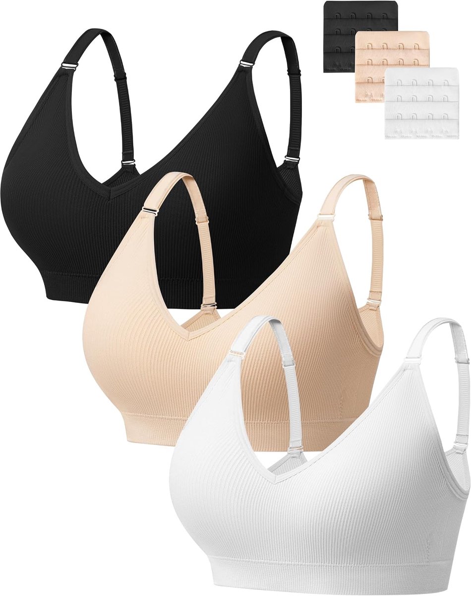 BHS Dames zonder beugel Dames V-hals Naadloos Comfort Gewatteerde Bustier Zachte BHS Comfortabel T-shirt Zachte BH Zacht Beha