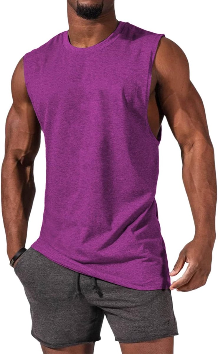Tanktop voor heren, mouwloos spiershirt, gym, sport, onderhemd mannen, ronde hals, T-shirt, fitness, T-shirt voor mannen