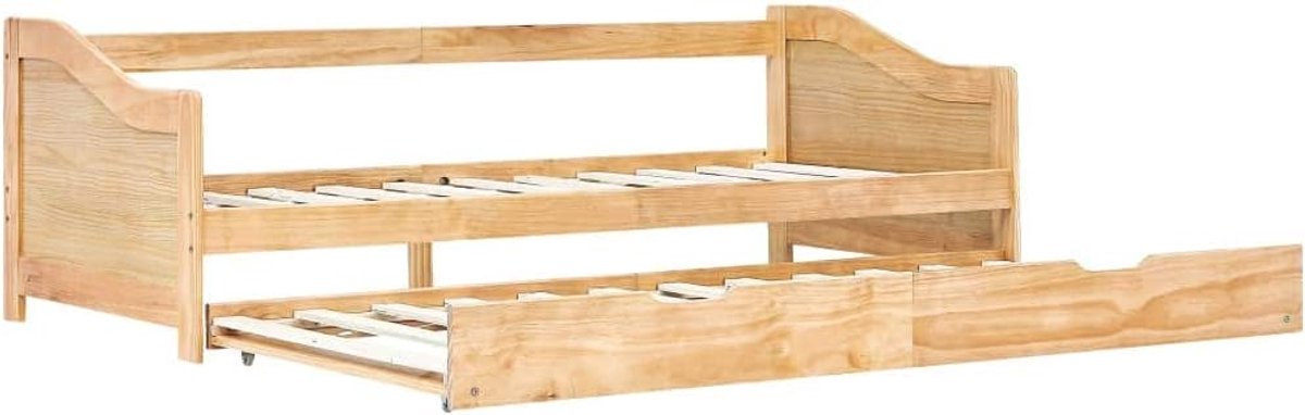 Uittrekbare bank bedframe slaapbank uitschuifbaar logeerbed voor slaapkamer woonkamer grenenhout 90 x 200 cm