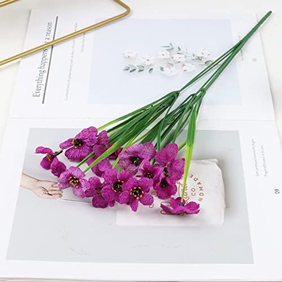 Kunstbloemen 40 cm Waterweed zijdescherm Bran bloem willekeurig patroon anti ultraviolet huis tuin decoratie groene planten kunstbloem (Color : BF4-purple)
