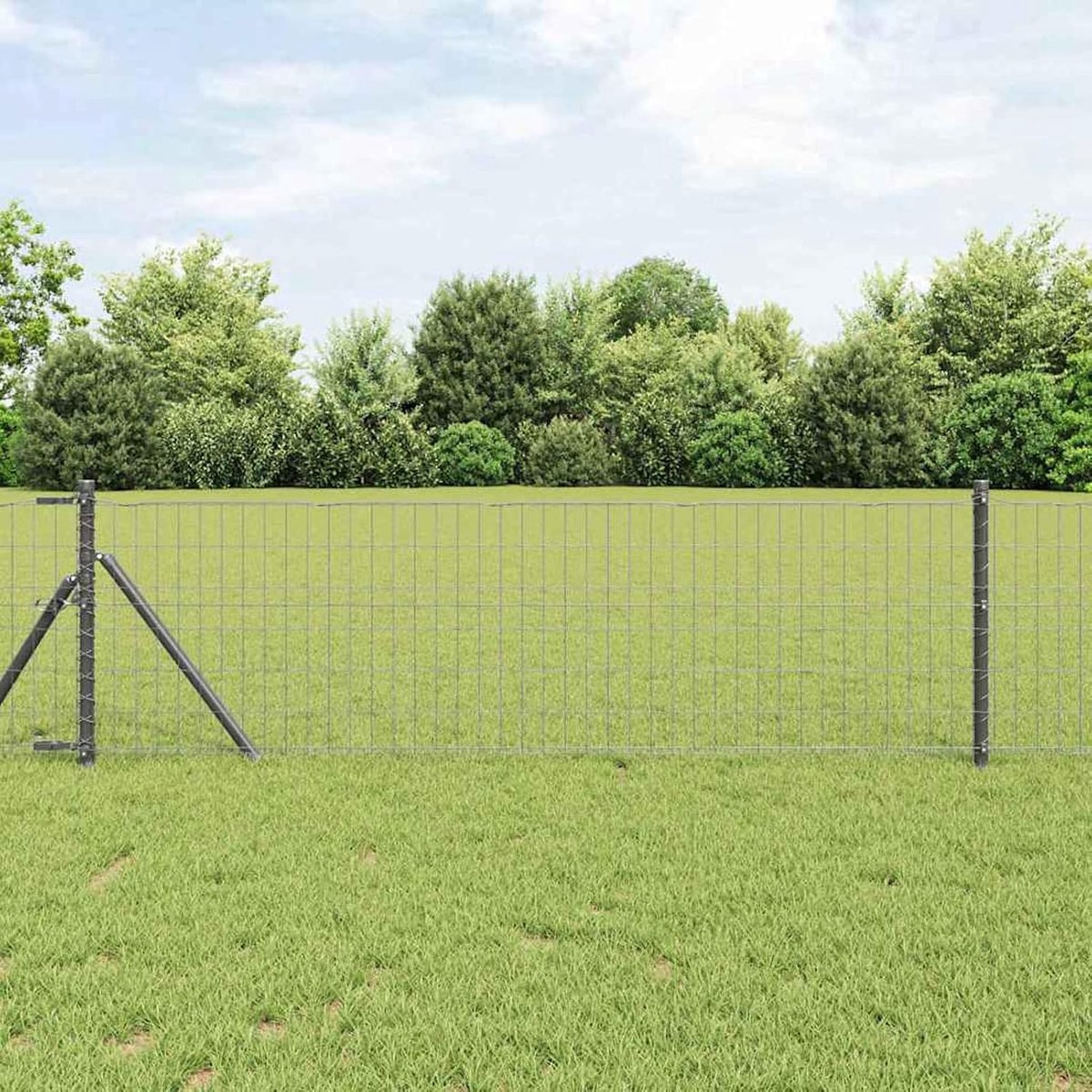 Eurohek grijs 0,8 x 10 m staal, hekstangen gaashek draadhekken tuinhek voor binnenplaats, kippenhok, wilgenhek, 42004492