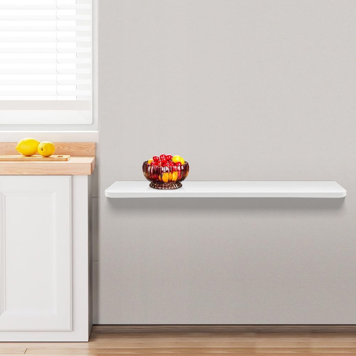 Wandtafel, inklapbaar, klaptafel, ruimtebesparend voor wandmontage, keukentafel, eettafel, bistrotafel, buffettafel, hangtafel, computertafel, zwevend zwevend-60 * 30 * 1.6 cm-Wit