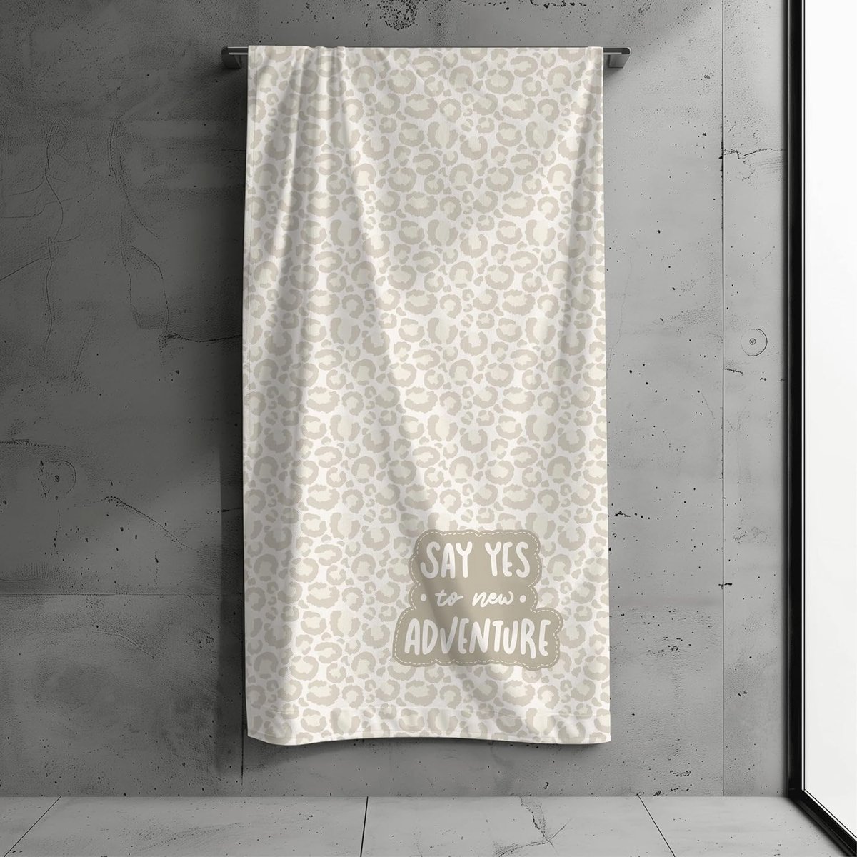 Badhanddoek, 100x200, 70x140cm, materiaalmix, zachte, absorberende handdoek, strandhanddoek voor volwassenen en kinderen (Leo_beige_140, 70x140)