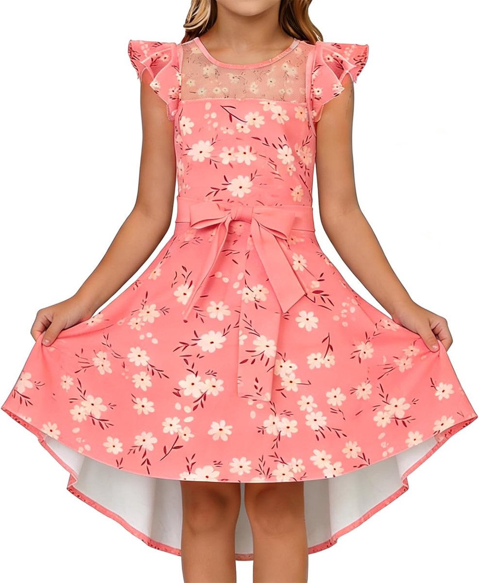 Zomerjurk voor meisjes, elegant, feestjurk, mouwloos, ronde hals, vrijetijdskleding, bruiloft, kinderen, 6-15 jaar