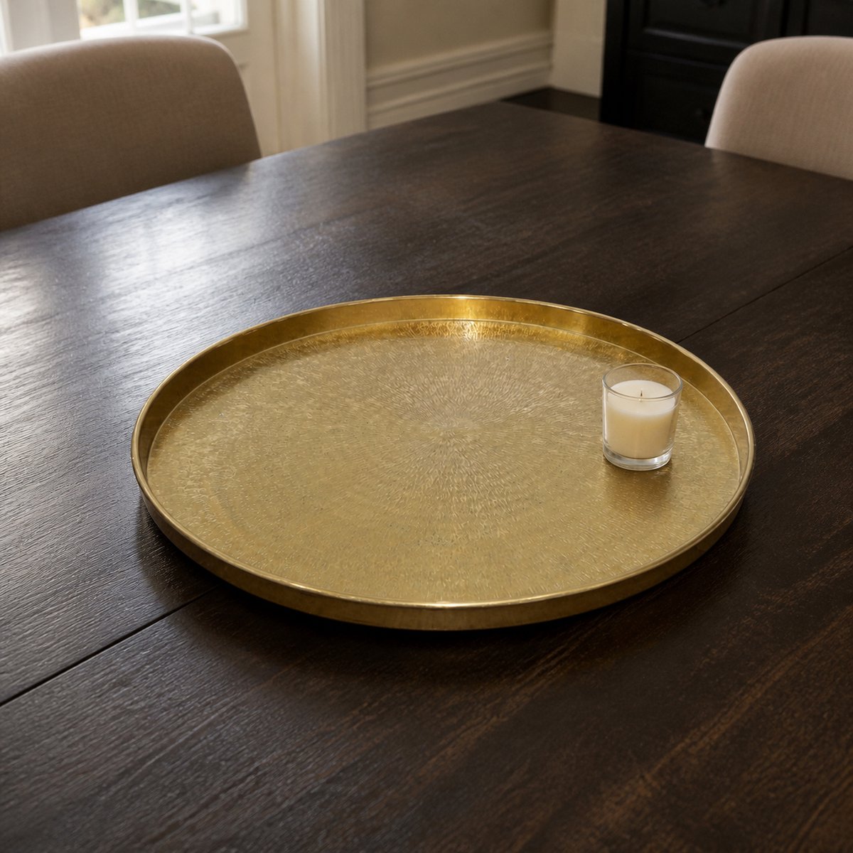 Hoppa! - Dienblad - Rond met Fijn Reliëf - Goud - 40 x 40 x 3 (B x D x H)