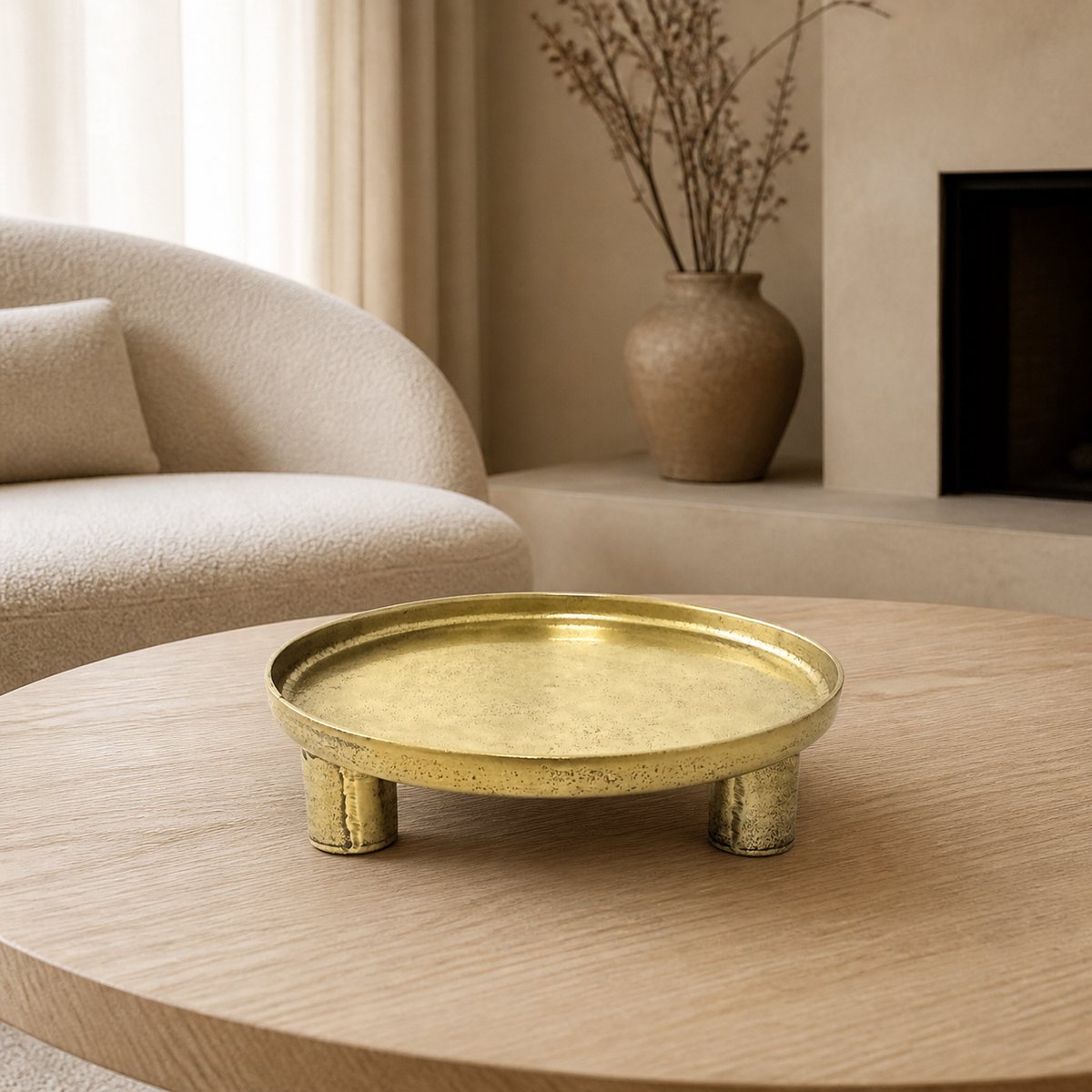 Hoppa! - Dienblad - Rond op 3 Poten - Goud - 34 x 34 x 8 (B x D x H)