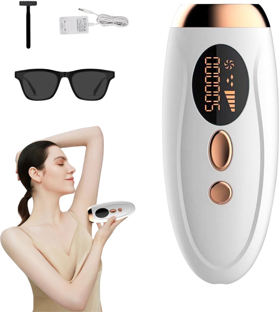 Verte - IPL Hair Removal Device - 5 Energieniveaus - Instelbaar Apparaat Voor IJskoude Ontharing - 999.999 Flitsen - Pijnloze Ontharing Van Oksels - Rug En Benen