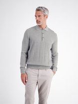 LERROS Elegant poloshirt met lange mouwen en verfijnde verticale strepen , Maat: M , Kleur: PLATINUM GREY MELANGE , 100% katoen