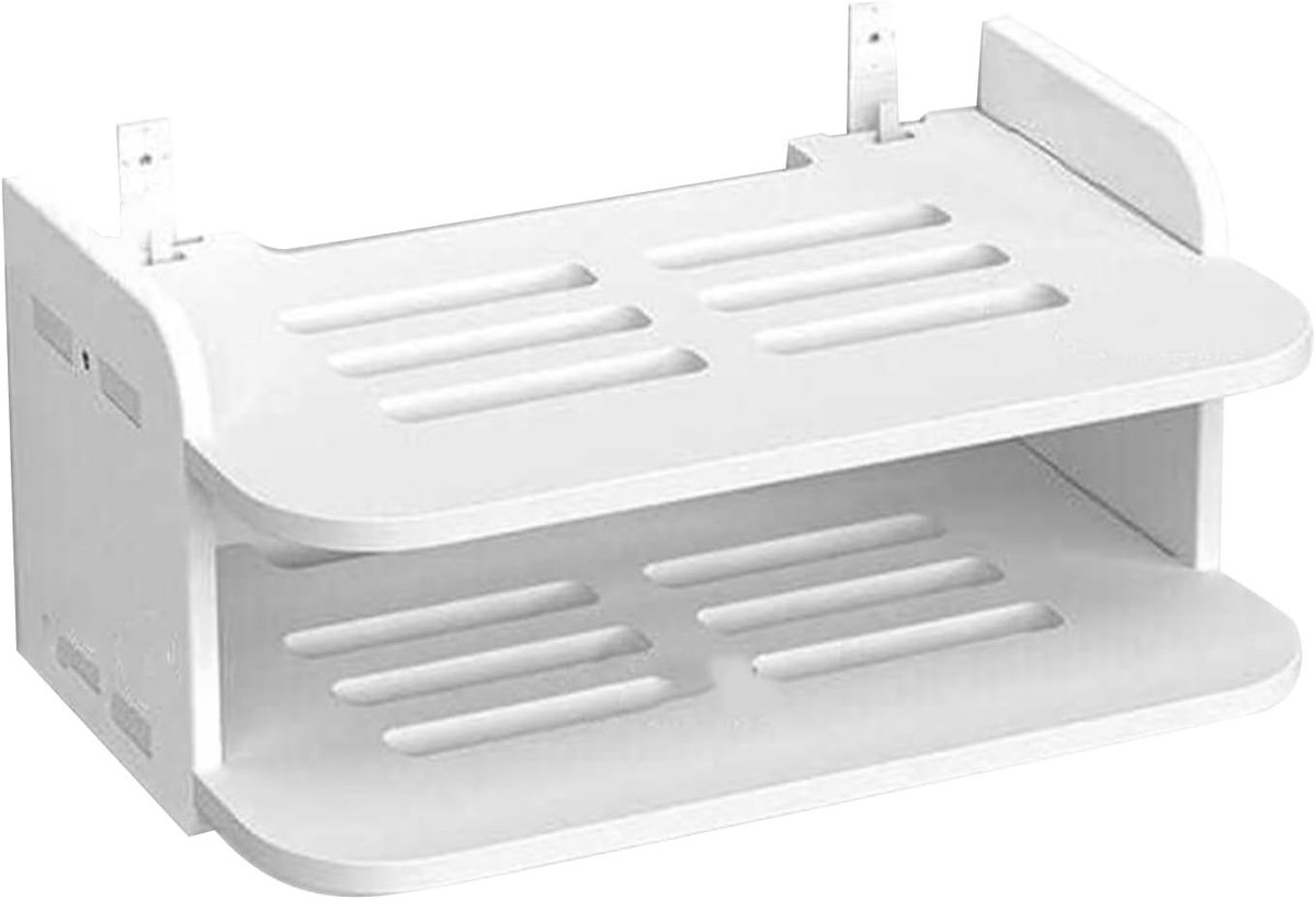 Wandplank voor Router 30x20cm met WiFi-opslag, Ideaal voor Woonkamer en Slaapkamer, TV-accessoires en Settopbox Organizer