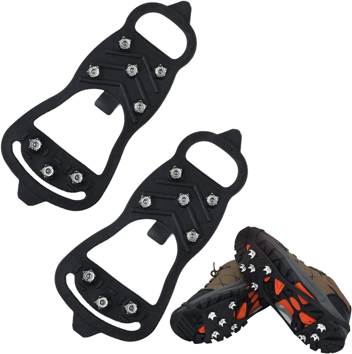 1 paar spikes, universele antislip punten, sneeuwklauw schoenhoes met 8 stalen spijkers, siliconen bergbeklimuitrusting, geschikt voor sneeuwdagen.