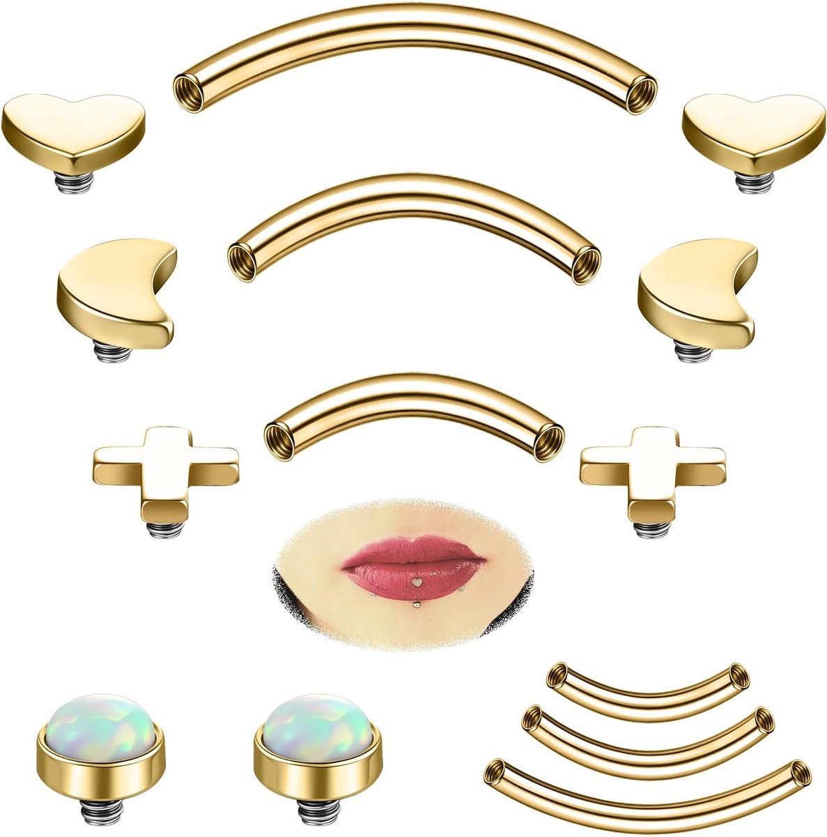 Rvs Wenkbrauw Piercing Sieraden Interne Draad Wenkbrauw Ring Labret Lip Sieraden Daith Rook Piercing Gebogen Barbell Navelpiercing voor Vrouwen Mannen 6mm/8mm/10mm