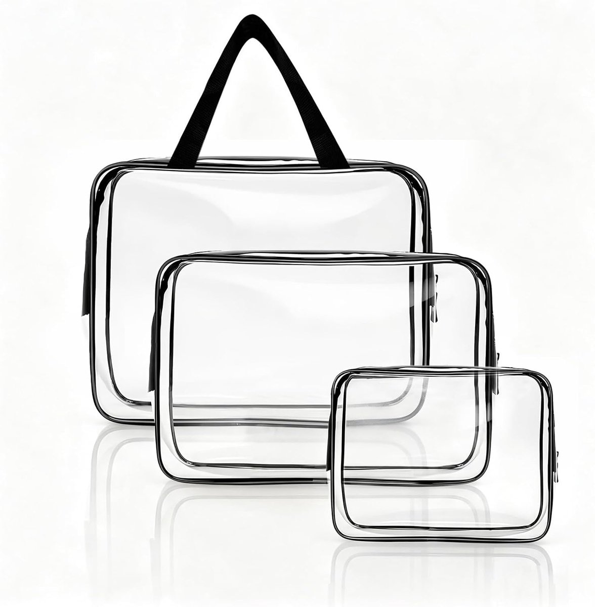 3 x toilettas, draagbare cosmeticatas van pvc, transparant, cosmeticatas, organizer voor dames, heren en dames, voor reizen, opslag, badkamer, 3 stuks