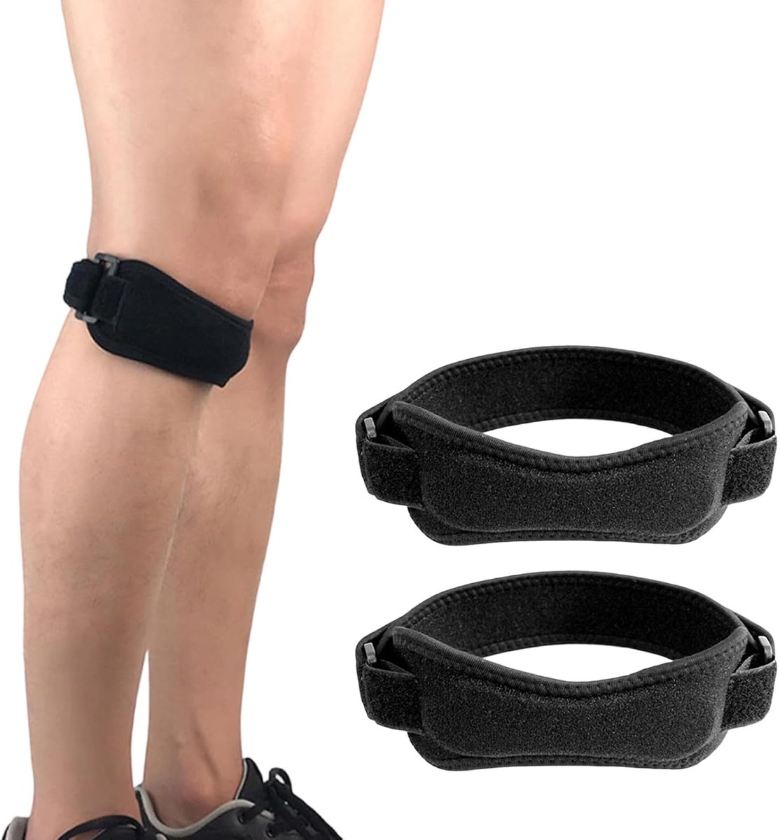 kniebrace en Patulea kniebandage (set van 2 stuks) – verstelbare onderband met sponsvulling voor hardlopen, sport en dagelijkse ontlasting, heren en dames