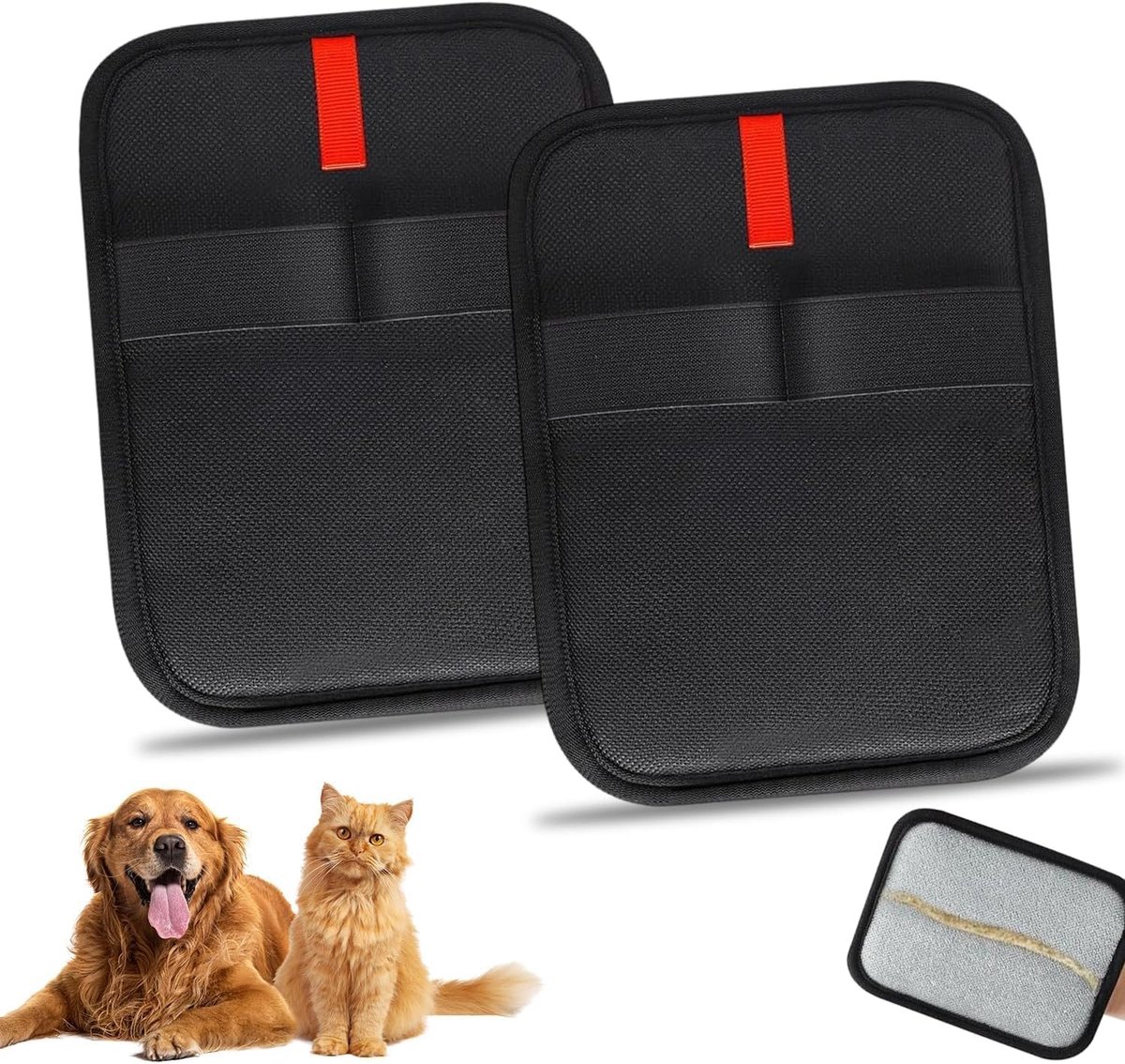 Handschoen voor dierenharen, 2 stuks, statische dierenhaarverwijderingshandschoenen, herbruikbaar, vachtverzorgingshandschoenen, borstelgereedschap voor bank, meubels, tapijt, autostoel (2
