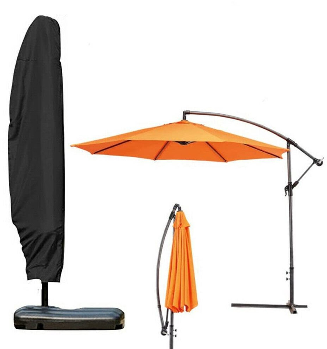 Famanu Beschermhoes voor parasol, voor parasols, weerbestendig, uv-bestendig, sneeuwbestendig wit