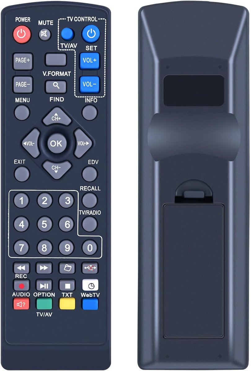 Afstandsbediening, compatibel met EDISION/EDI-RCU 1 leerbaar, origineel, programmeerbaar, 2-in-1 TV & ontvanger, Picco T2, Picco T265, Picco T265+, Nano T265+, PICCOT265 prO, Proton
