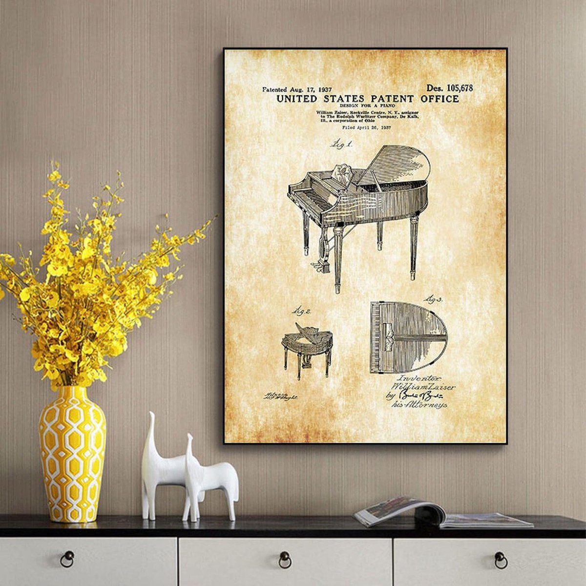 Retro Canvas Schilderij Muziekinstrument Tekeningen Poster en prints Voor Woonkamer Home Decor kunstwerk Afbeelding 60x80cm Frameless