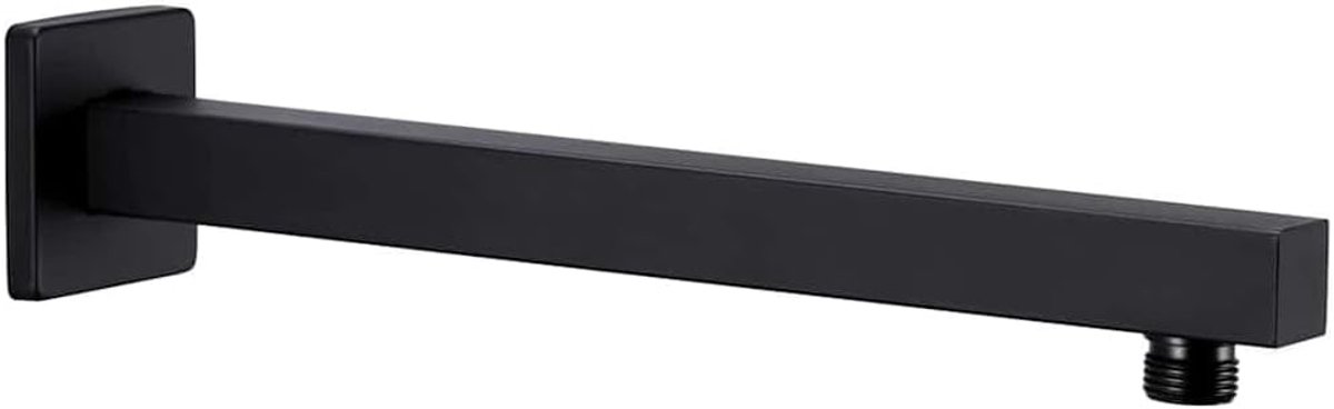 Douchearm 30 cm roestvrij staal vierkant wandhouder zwart