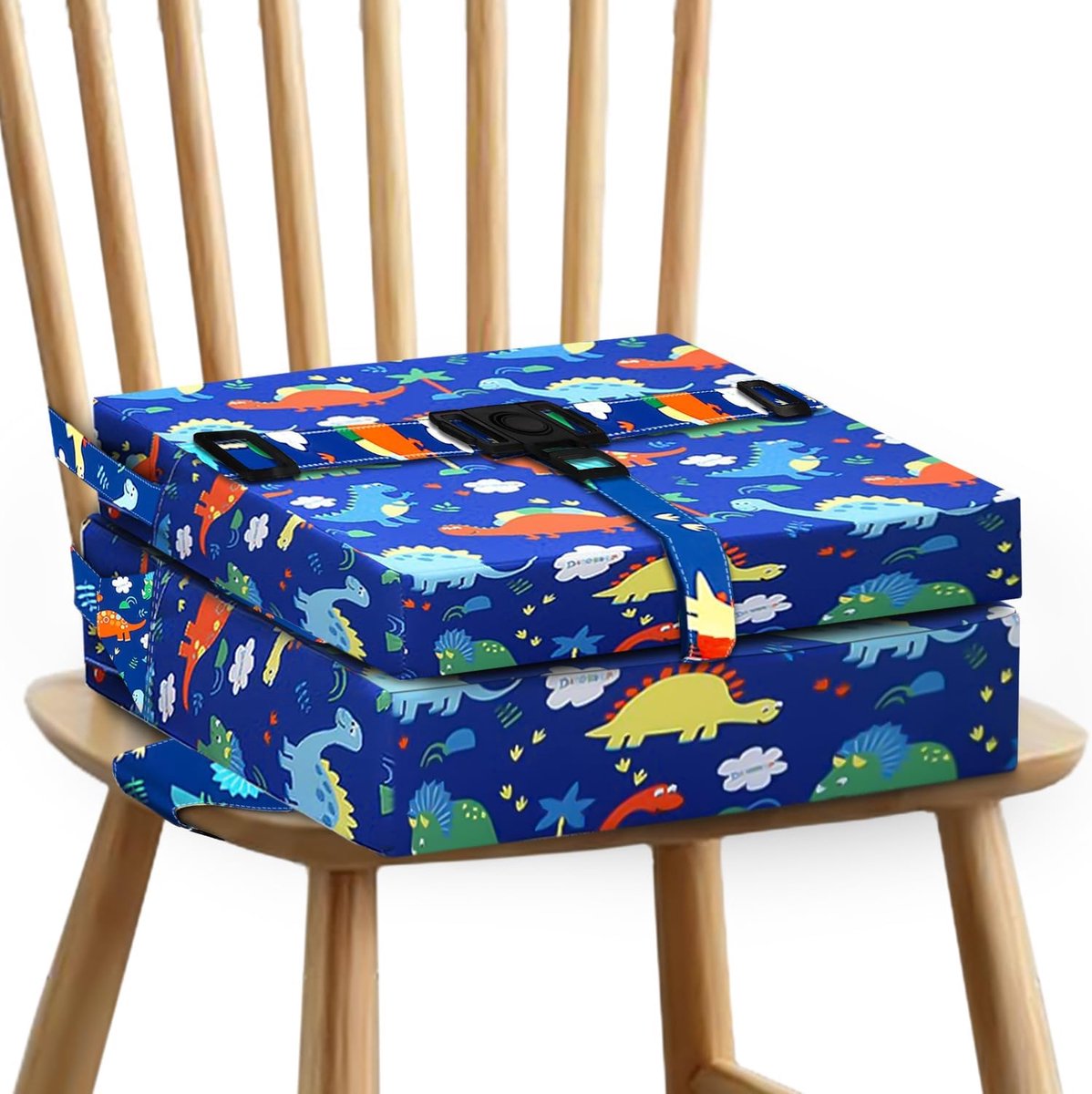 Stoelverhogers voor Eettafel, Waterdicht Verstelbaar Booster Zitting met 3 Point Veiligheid Sgespen Booster Zitting voor Buiten Reizen (Dinosaurussen)
