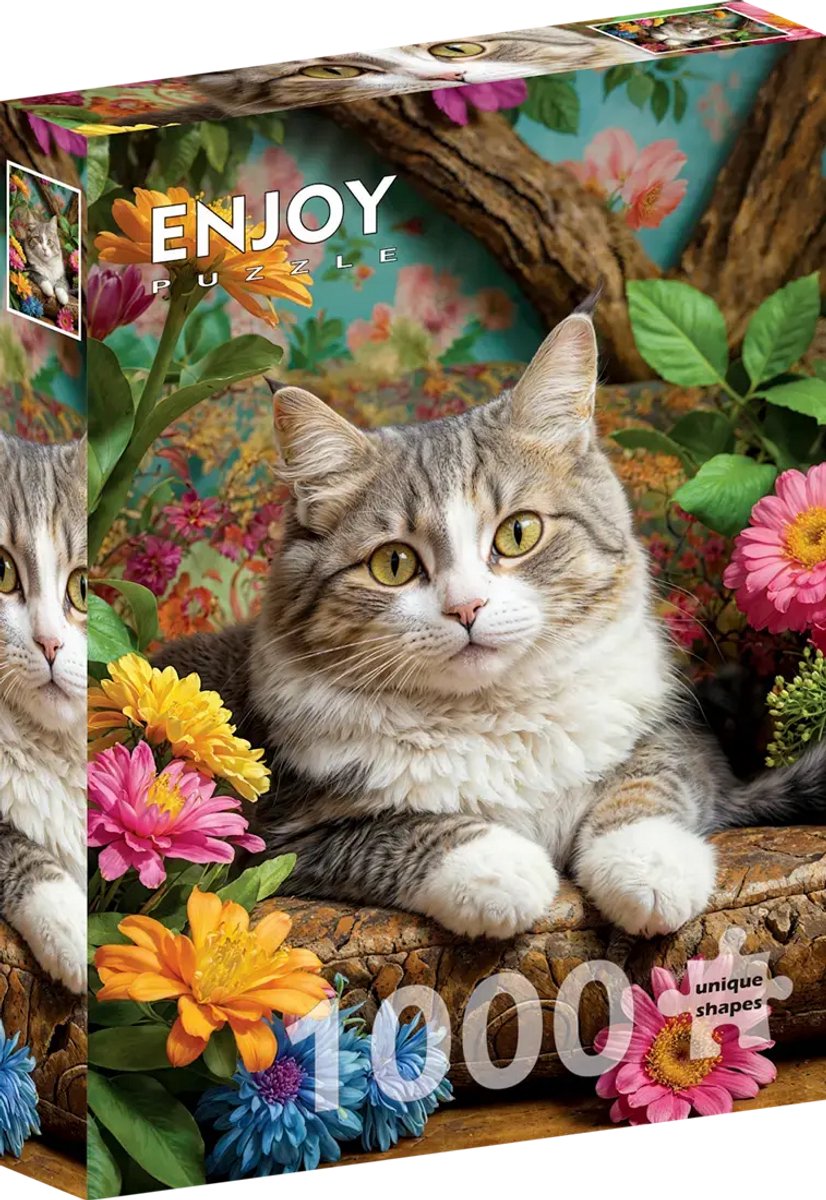 Enjoy Puzzle legpuzzel Cat in Bloom 1000 stukjes dieren bloemen.