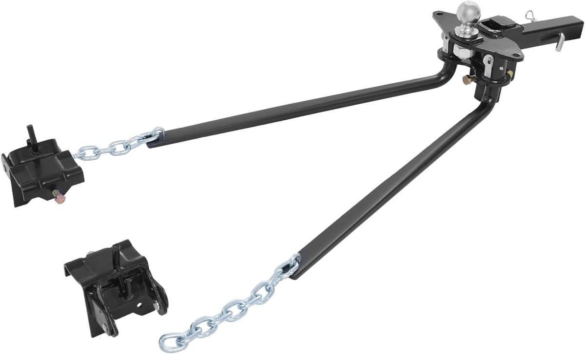 450 kg zwarte gewichtsverdeling trekhaak met brekstang 83 × 29 × 19 cm staal #45 past op aanhangerframes tot 7 inch voor campers, caravans, boten, jachten enz