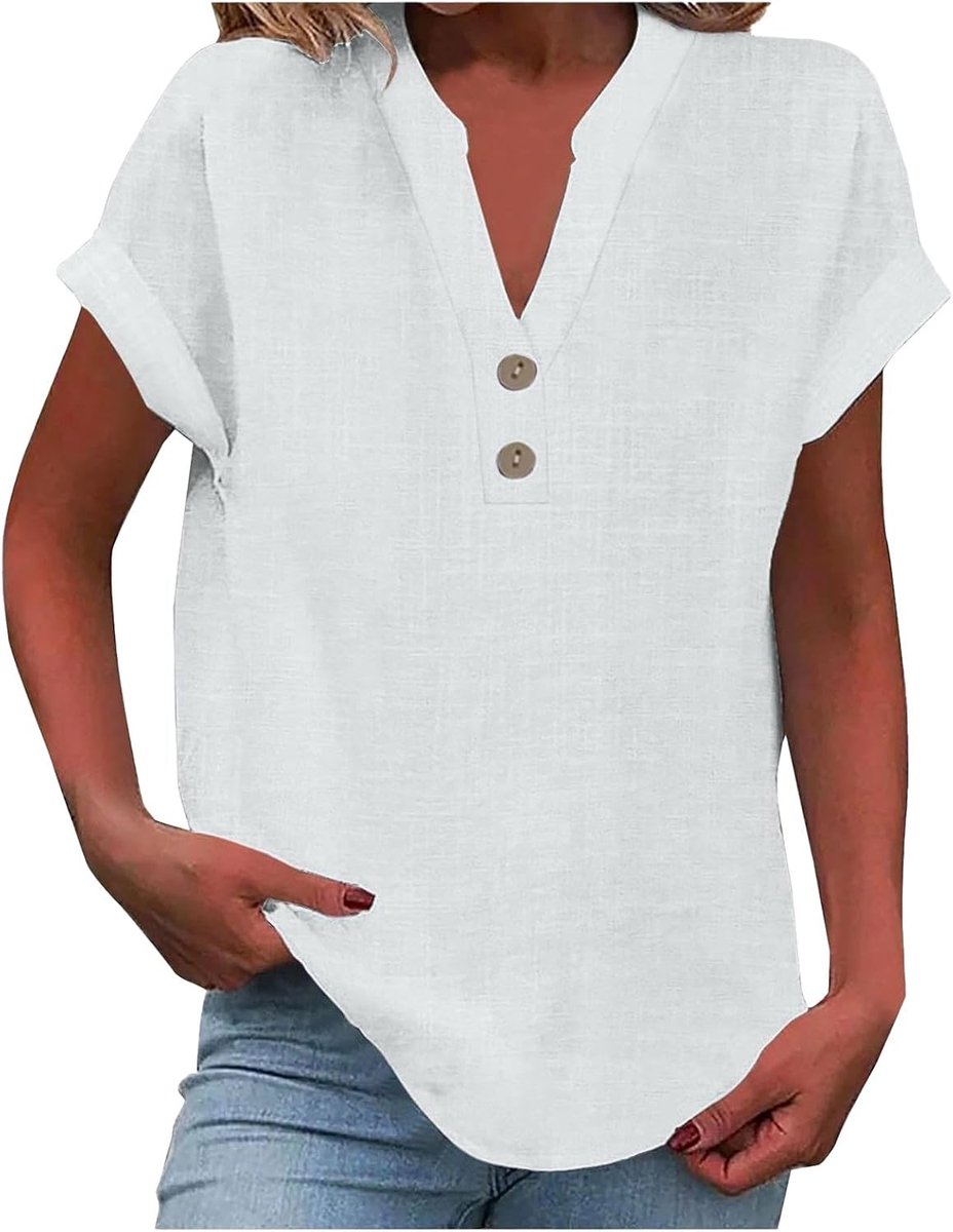 Zomertanktop voor dames, losse pasvorm, geplooid, V-hals, mouwloos, gebogen zoom, vloeiend
