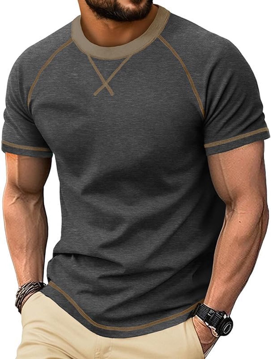 Heren T-shirt korte mouwen ronde hals zomer bovenstuk gesneden shirts sport T-shirts mannen slim fit basic voor dagelijks gebruik en vrije tijd