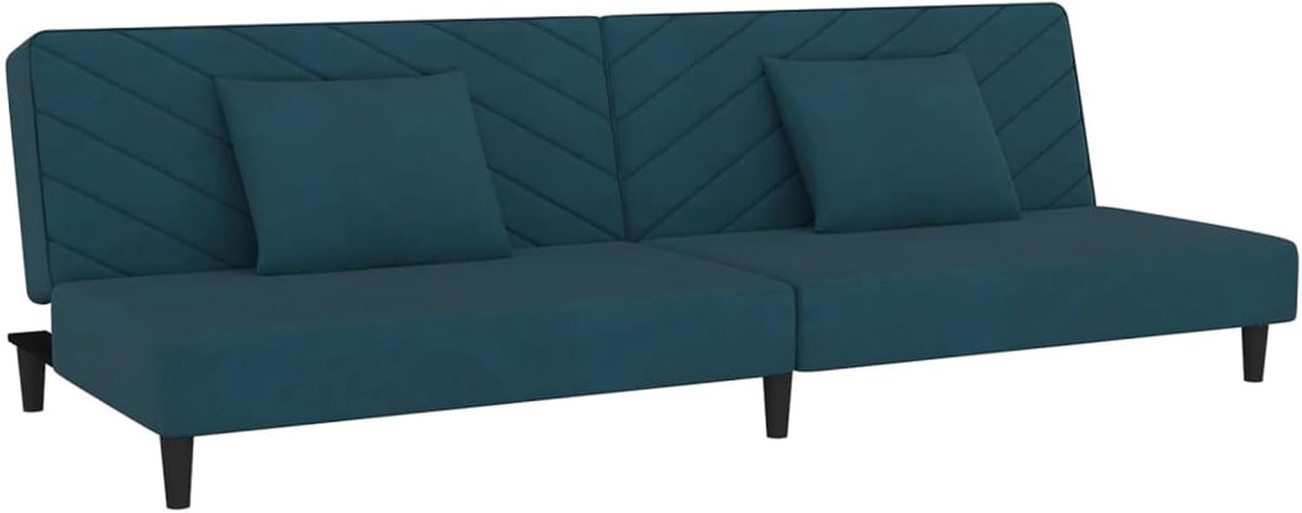 Slaapbank 2-zits met 2 kussens blauw fluweel, slaapbank dagbed slaapbank voor woonkamer logeerkamer kleine appartementen 375909