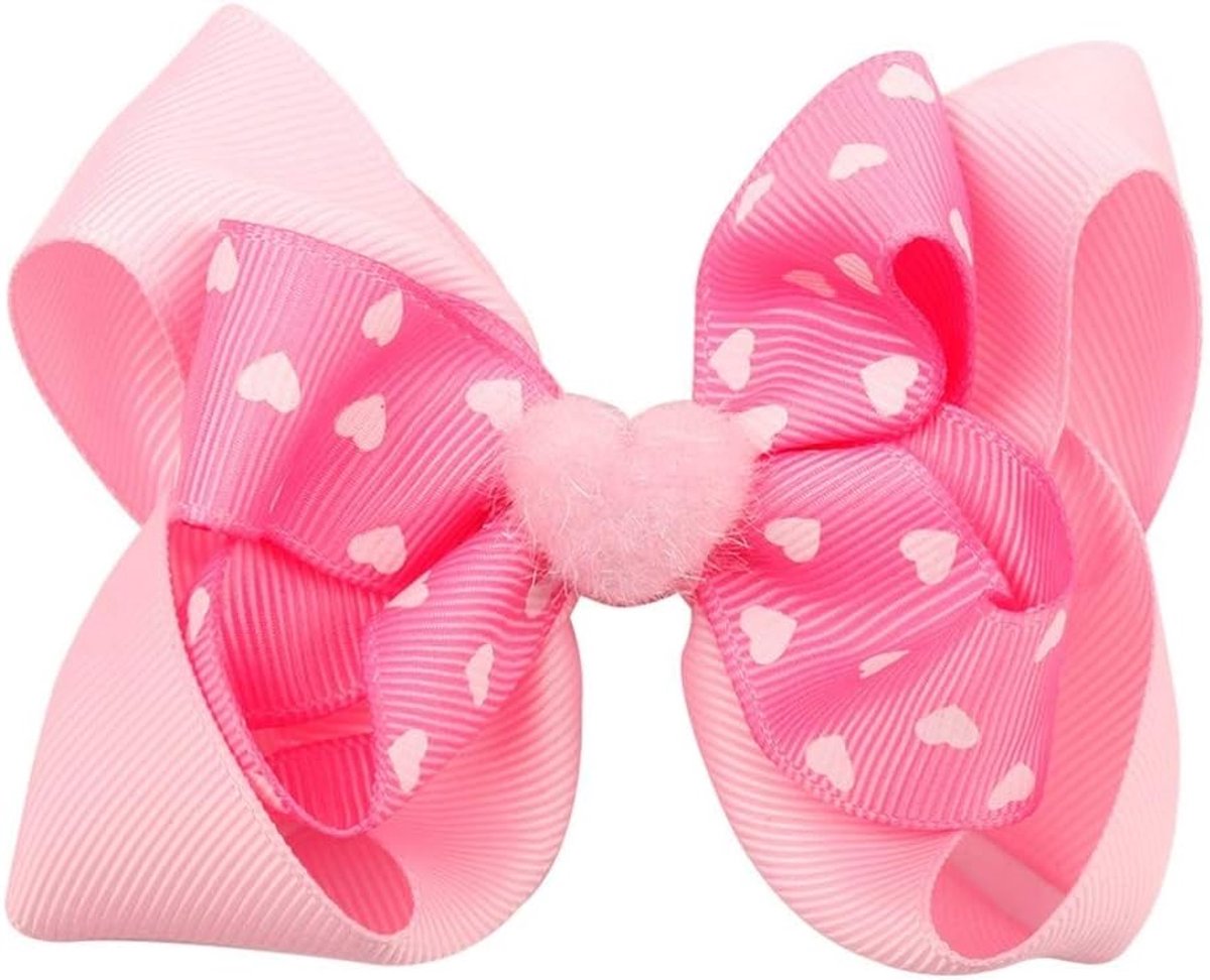 Haarspeld Children's strik Hairpin Valentijnsdag hoofdtooi Dubbele Roze Liefde handgemaakte haaraccessoires (Color : 123)