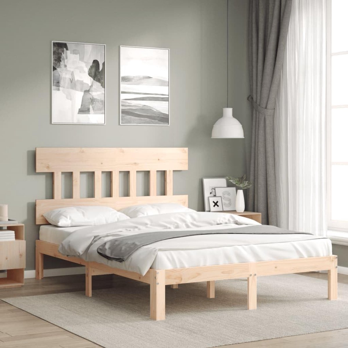 Massief grenenhouten lattenbodem naturel 140x200 cm