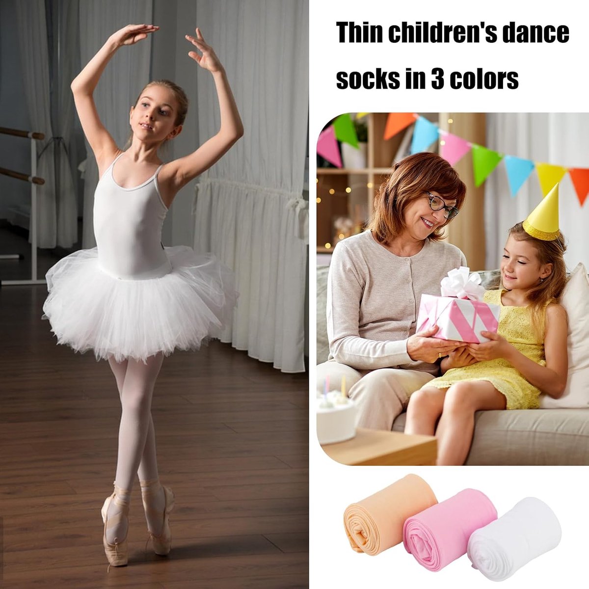 5 paar fluwelen panty voor meisjes, 80 DEN, 3 kleuren, balletpanty, dunne danspanty, elastische microvezel, balletpanty voor danslessen, prestaties, dagelijks gebruik, kinderen, 105-130 cm