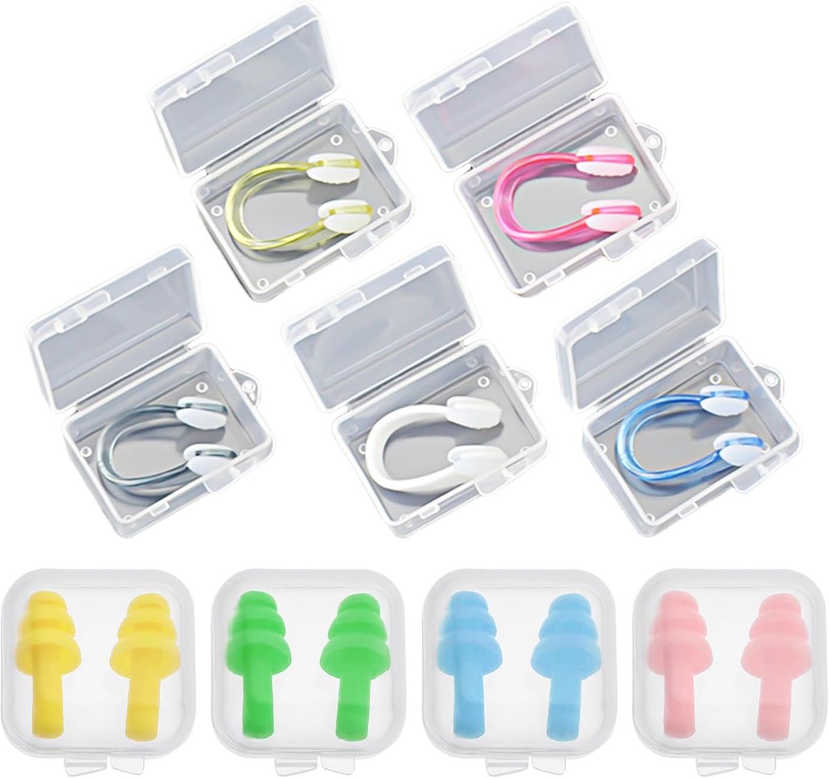 6 Stuks Zwemmen Neus Clips Met 4 Oordoppen, Waterafstotend En Comfortabele Pasvorm, Watersporten Trainingsmateriaal, Geschikt Voor Beginners Van Volwassenen En Kinderen.