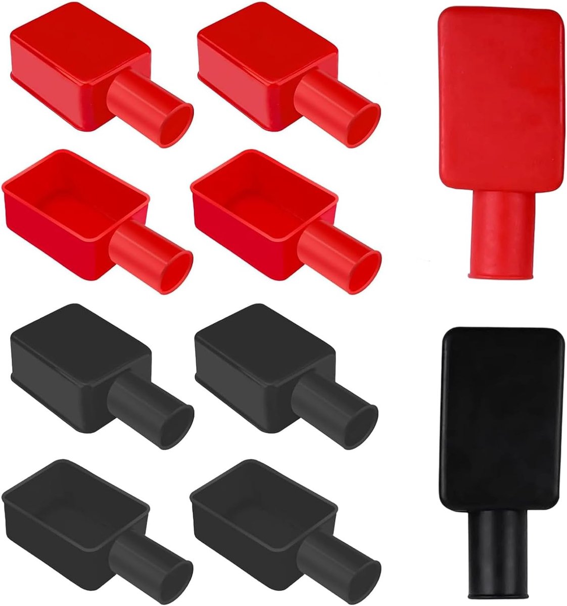 10 stuks beschermkappen voor autoaccuklemmen, pvc-isolatie, beschermkappen voor positieve en negatieve klemmen, universeel voor auto, motorfiets, boot, rood en zwart