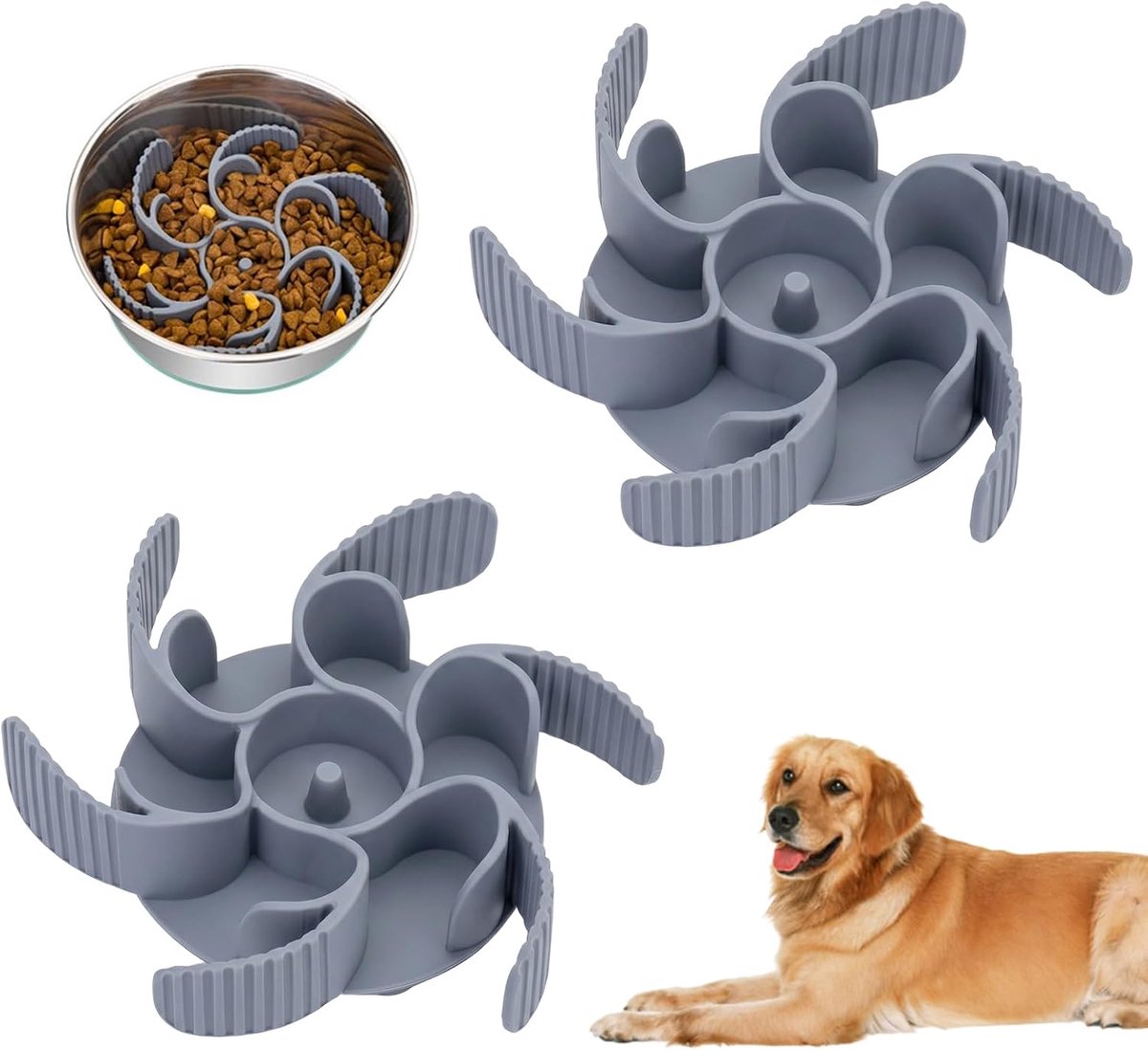 voerbak hond siliconen spiraal anti-sling kom honden inzetstuk