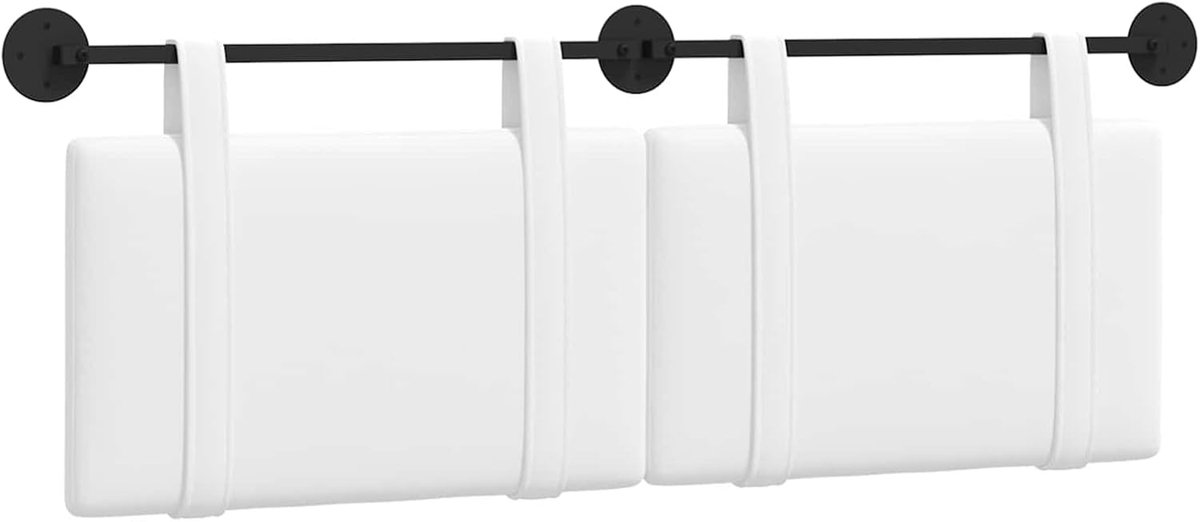 Hangvoorzijde, wandmontage, effen, wit, 130 x 55 x 5 cm, stof, bedhoofdeinde, hangend hoofdeinde, gestoffeerd, voor woonwoning, slaapkamer, 42031415