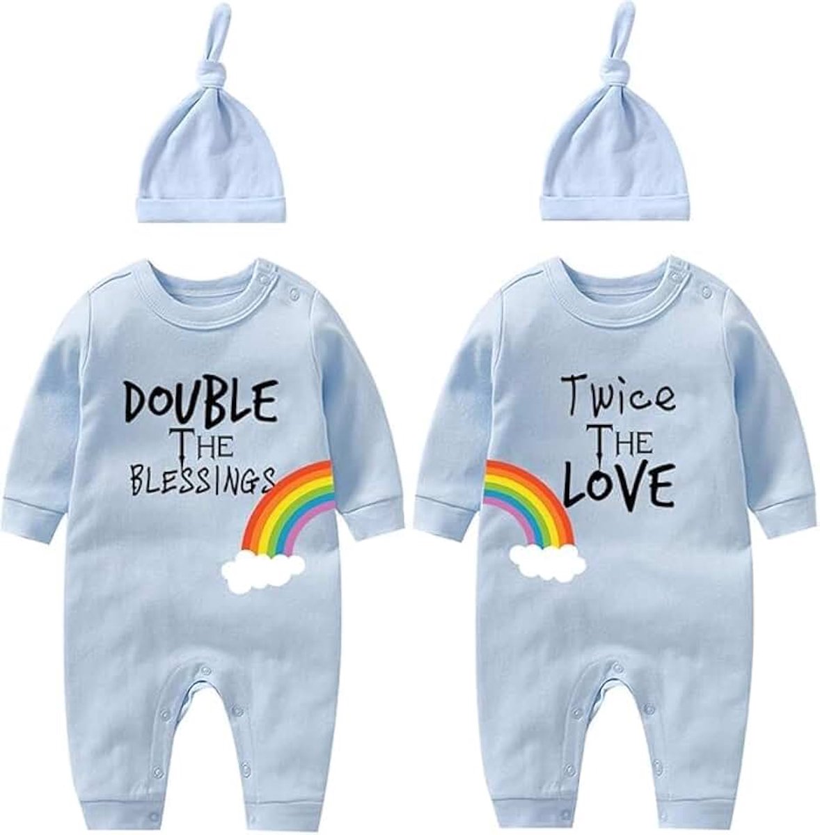 Tweeling Pasgeboren Baby Jongens Meisje Dubbele De Zegeningen Tweemaal De Liefde Baby Bodysuit Kleding Outfits