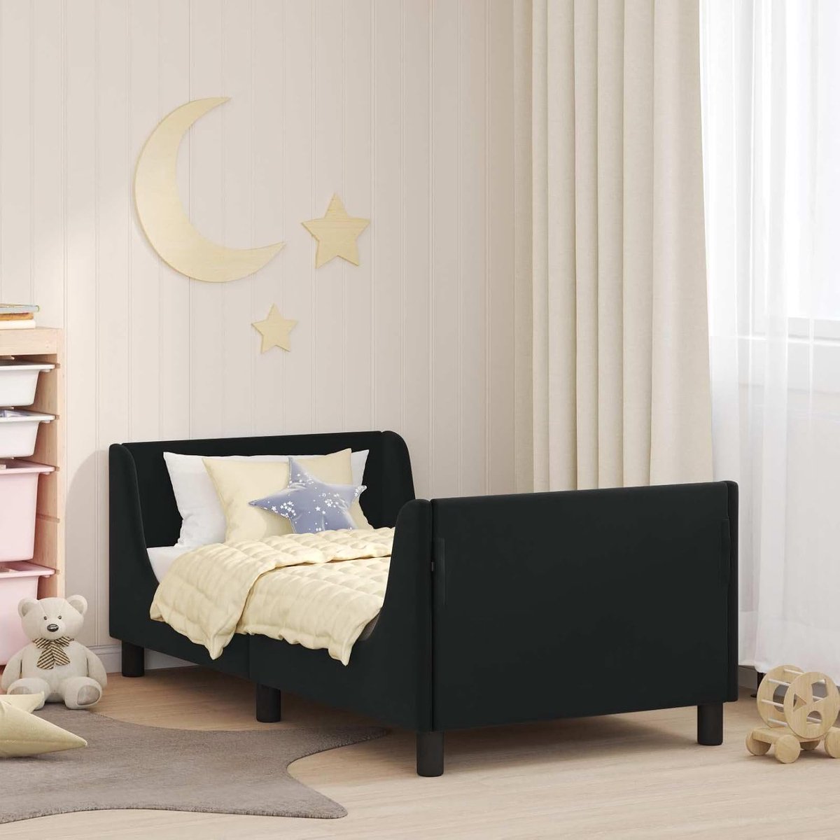 Hoekbed met opbergtas Zwart 80 x 160 cm