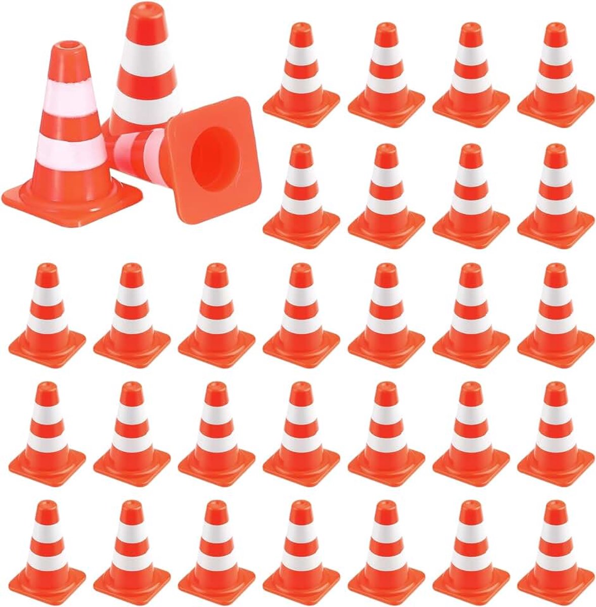 Pylonen, rekwisieten, verkeershutten, pedagogisch waardevolle pylonen, klein, mini-verkeersborden voor rollenspel, ingenieurfeest, modelspoorwegen, oranje en wit, 2,5 cm