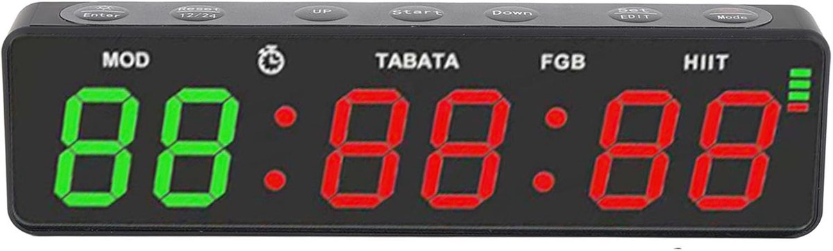 Gym Timer Stopwatch - 12/24U Display - Magnetisch - Countdown en Count Up - Voor Thuis Gym en Fitness Training