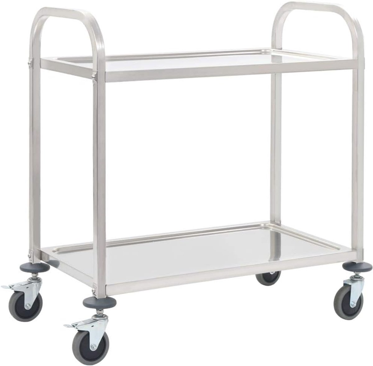 2-traps keukentrolley serveerwagen metalen trolley wielwagen ideaal voor hotels, restaurants en verzorgingstehuizen, 87 x 45 x 83,5 cm roestvrij staal